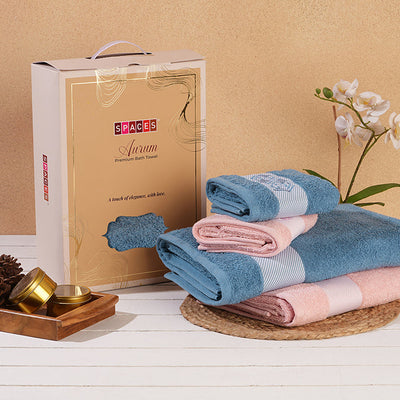 Solid Blush 100% Cotton Towel Combo - Aurum By Spaces