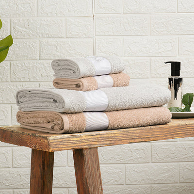 Solid Light Grey 100% Cotton Towel Combo - Aurum By Spaces