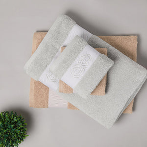 Solid Light Grey 100% Cotton Towel Combo - Aurum By Spaces