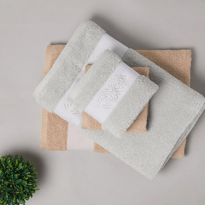 Solid Light Grey 100% Cotton Towel Combo - Aurum By Spaces