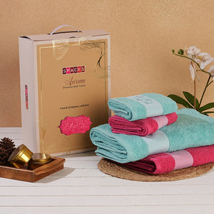 Solid Dark Pink 100% Cotton Towel Combo - Aurum By Spaces