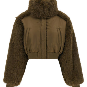 Pinko Bomber Jacket With Fur Inserts