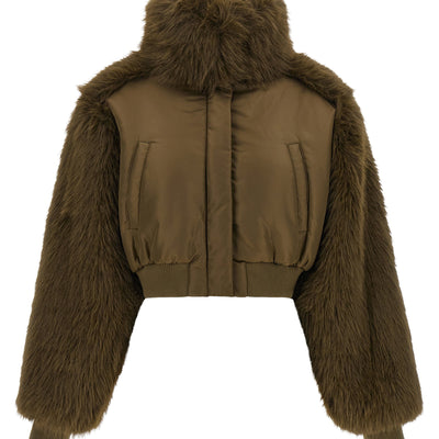 Pinko Bomber Jacket With Fur Inserts