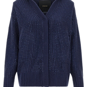 Pinko Seicento Cardigan With Rhinestones And Hood