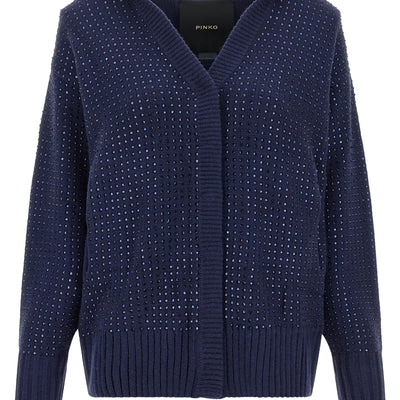 Pinko Seicento Cardigan With Rhinestones And Hood
