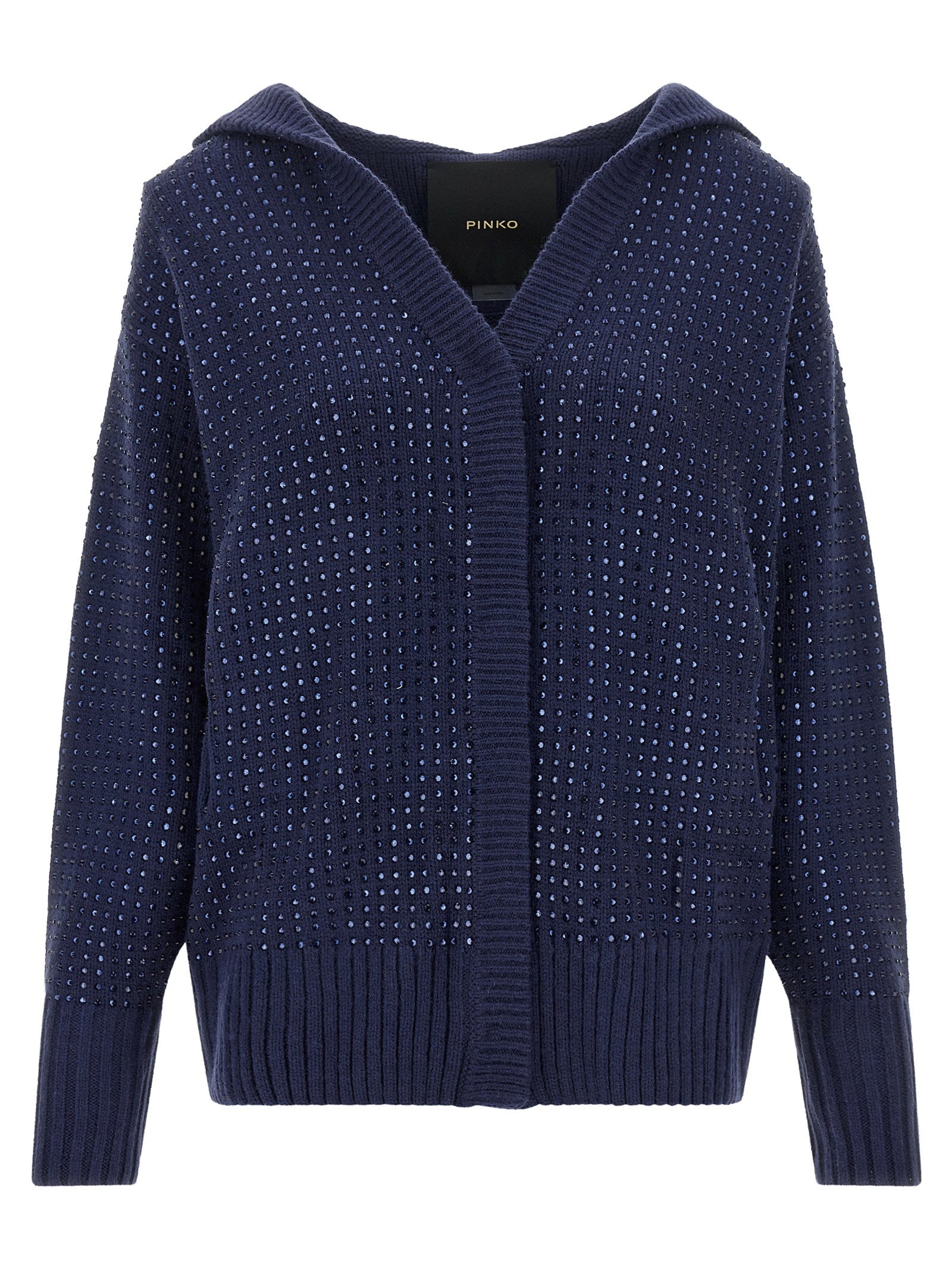 Pinko Seicento Cardigan With Rhinestones And Hood