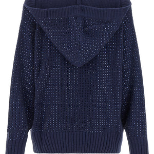 Pinko Seicento Cardigan With Rhinestones And Hood