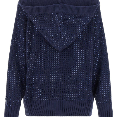 Pinko Seicento Cardigan With Rhinestones And Hood