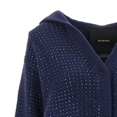 Pinko Seicento Cardigan With Rhinestones And Hood