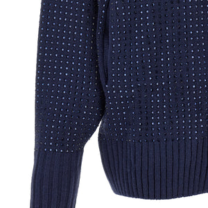 Pinko Seicento Cardigan With Rhinestones And Hood