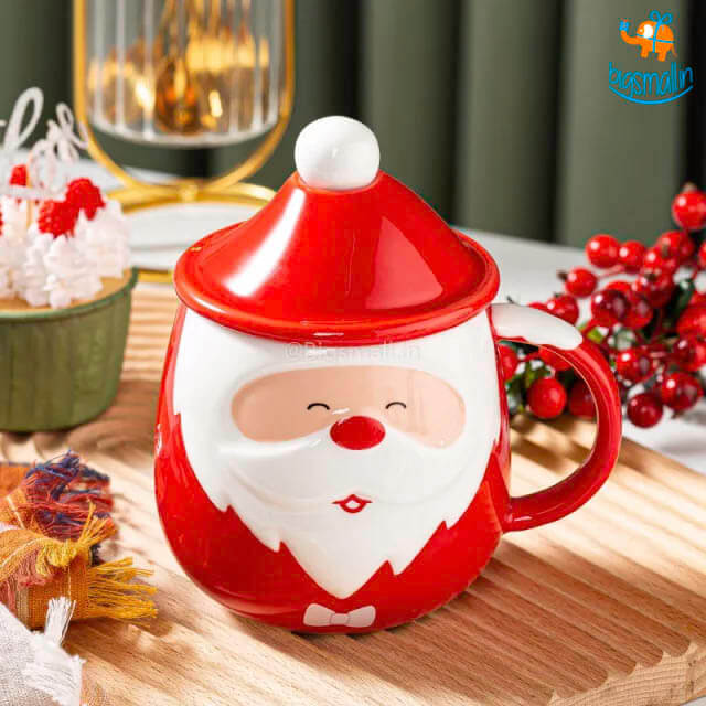 Santa Mug with Lid & Spoon (Assorted Design)