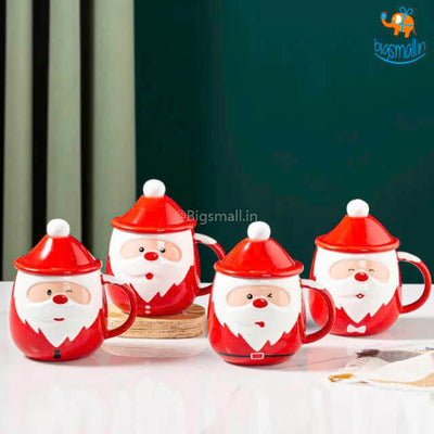 Santa Mug with Lid & Spoon (Assorted Design)