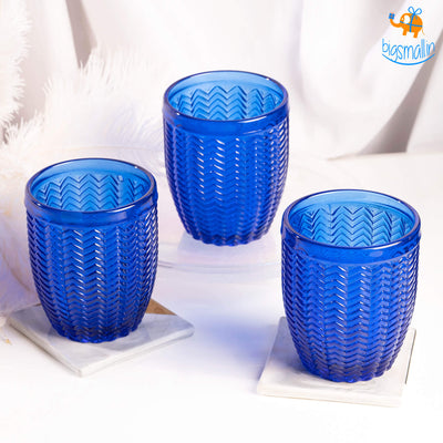 Azure Textured Glasses - Set of 6