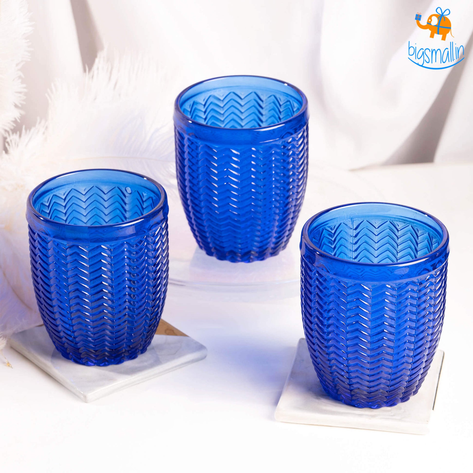 Azure Textured Glasses - Set of 6