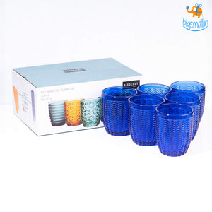 Azure Textured Glasses - Set of 6