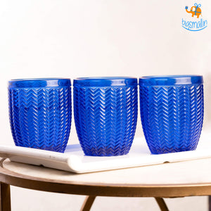 Azure Textured Glasses - Set of 6