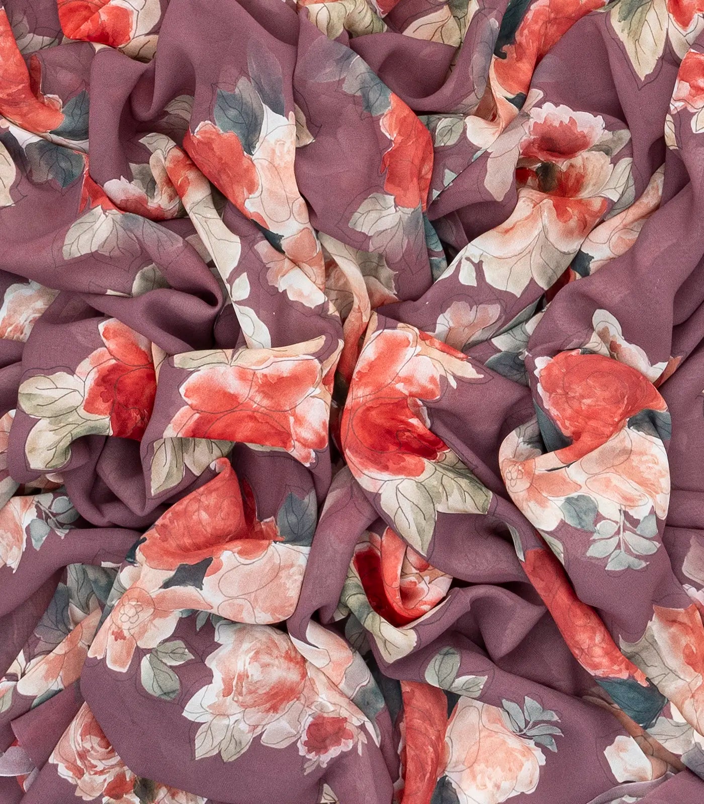 Lilac Georgette Silk Saree Printed With Floral Motifs