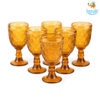 Amber Stem Glass - Set of 6
