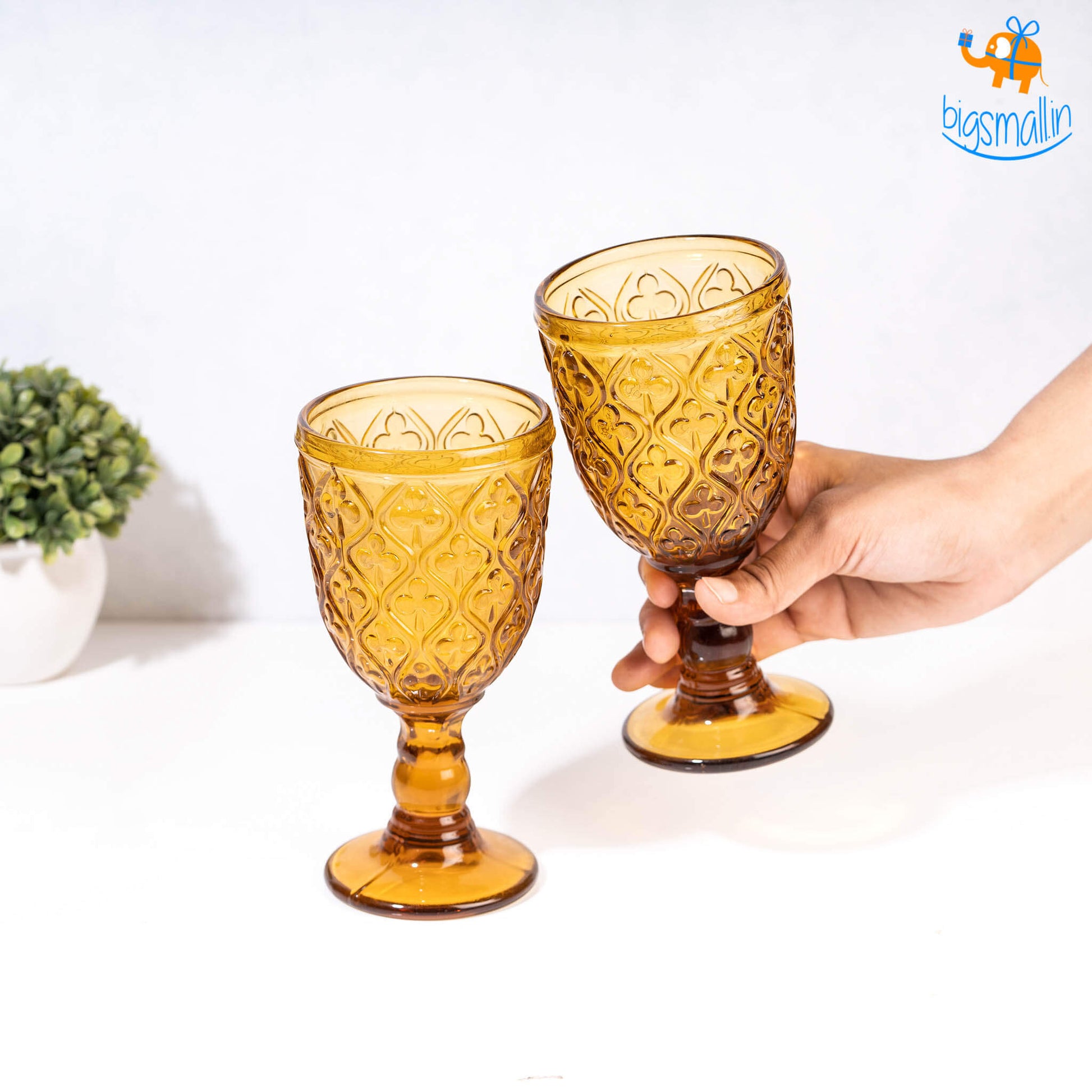 Amber Stem Glass - Set of 6