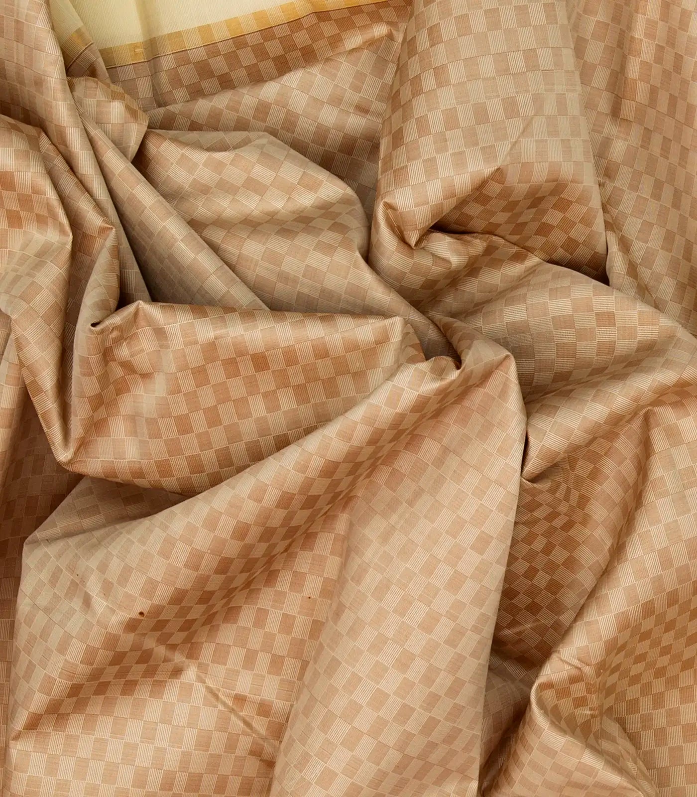 Taupe Handloom Kanchipuram Payadi Silk Saree With Cream Border