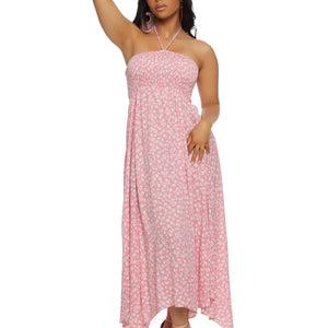 Floral Print Halter Maxi Dress