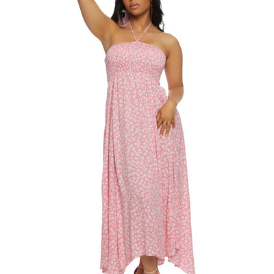 Floral Print Halter Maxi Dress