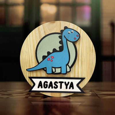 Personalized Wooden Dino Wall Lamp