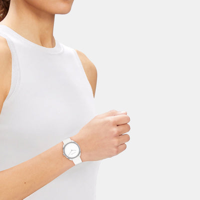 Ck Adorn Women Quartz White Dial Analog Leather Watch 25200274