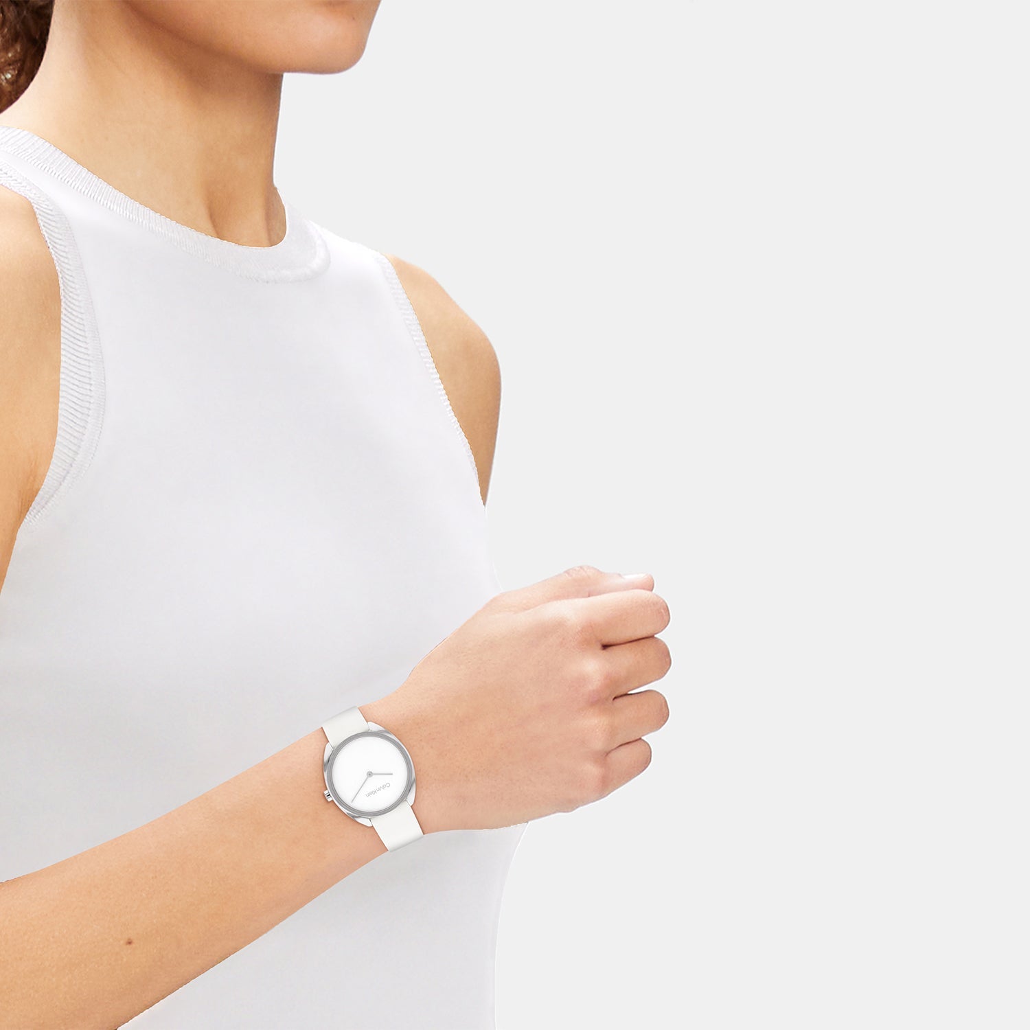 Ck Adorn Women Quartz White Dial Analog Leather Watch 25200274