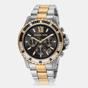 Everest Women Quartz Black Dial Chronograph Stainless Steel Watch MK7209