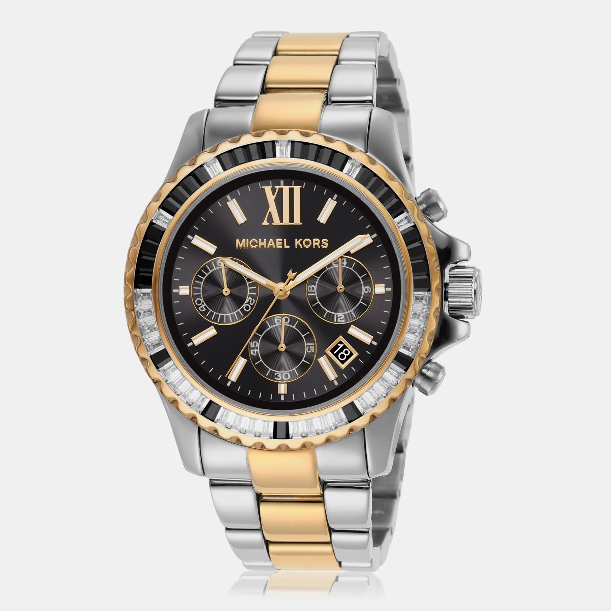 Everest Women Quartz Black Dial Chronograph Stainless Steel Watch MK7209