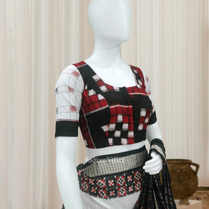 Red Black Pasapali Odisha Ikat Sambalpuri Cotton Blouse