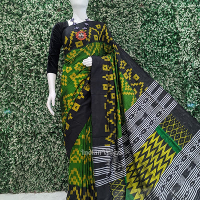 Green Yellow Pasapali Contemporary Designer Silk Saree
