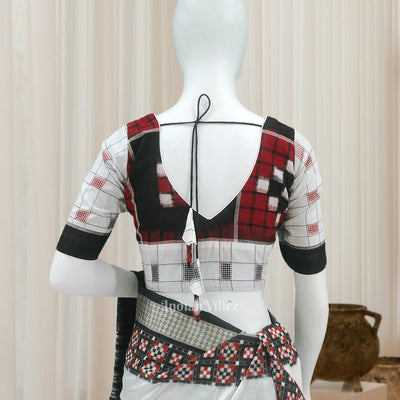Red Black Pasapali Odisha Ikat Sambalpuri Cotton Blouse