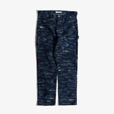 FDMTL | JACQUARD PAINTER PANTS RINSE { INDIGO