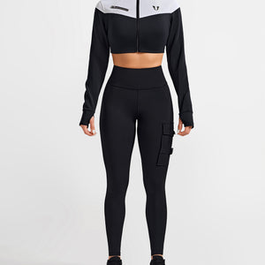 Vivid Fit Crop Jacket - Black and White