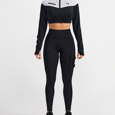 Vivid Fit Crop Jacket - Black and White