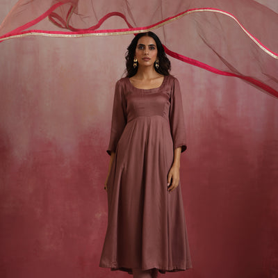 trueBrowns Brown Modal Anarkali Kurta Set