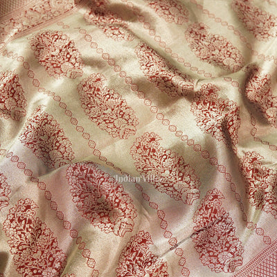 Maroon With Silver Body Work Pure Kanjivaram Silk Saree