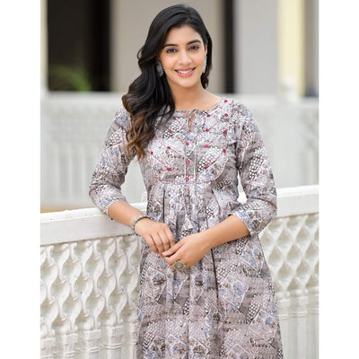 grey-floral-printed-pure-cotton-a-line-dress