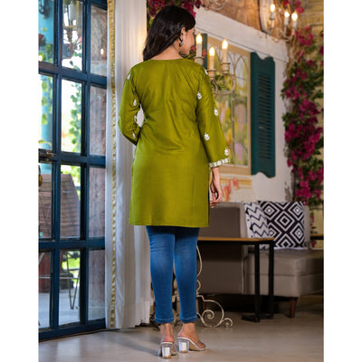 green-embroidered-rayon-straight-top