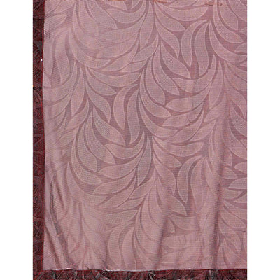 Maroon Floral Printed Rayon Saree