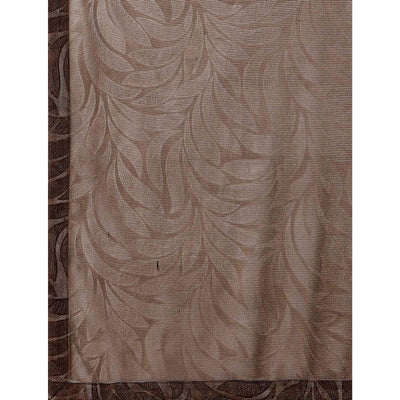 Brown Floral Printed Rayon Saree
