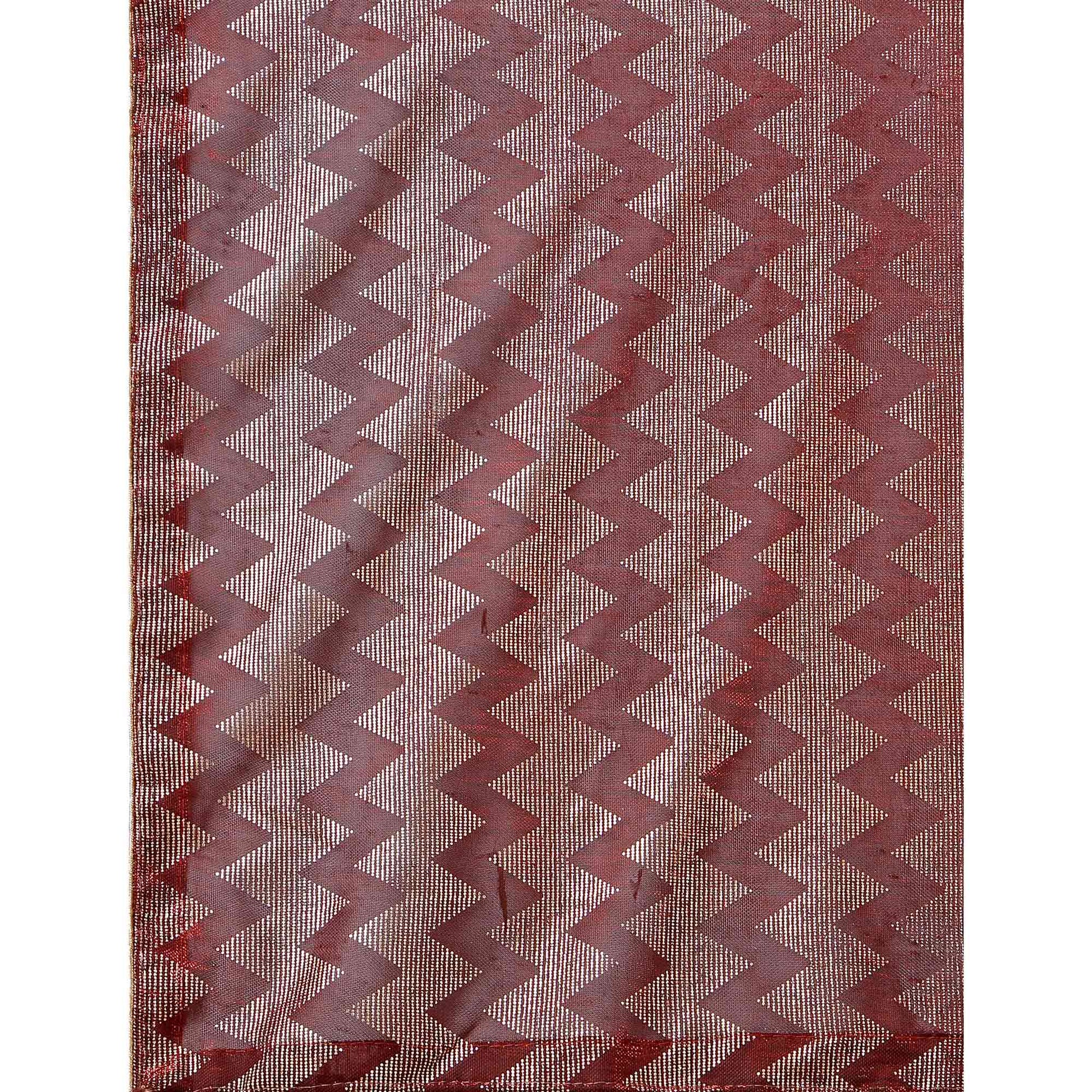 Maroon Digital Foil Printed Rayon Saree