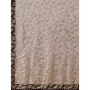 Brown & Gold Foil Printed Rayon Saree