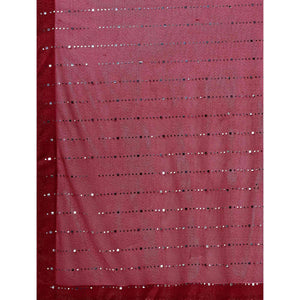 Maroon Striped Foil Printed Rayon Saree