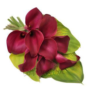 10 Mini Calla Lilies and Leaf Centerpieces