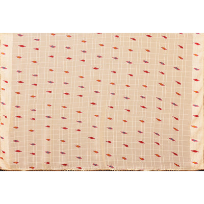 Light Peach Woven With Printed Ready To Wear Georgette Saree