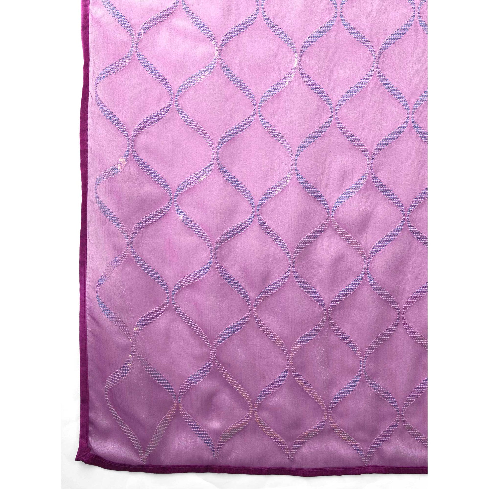 Lavender Sequins Embroidered Georgette Saree