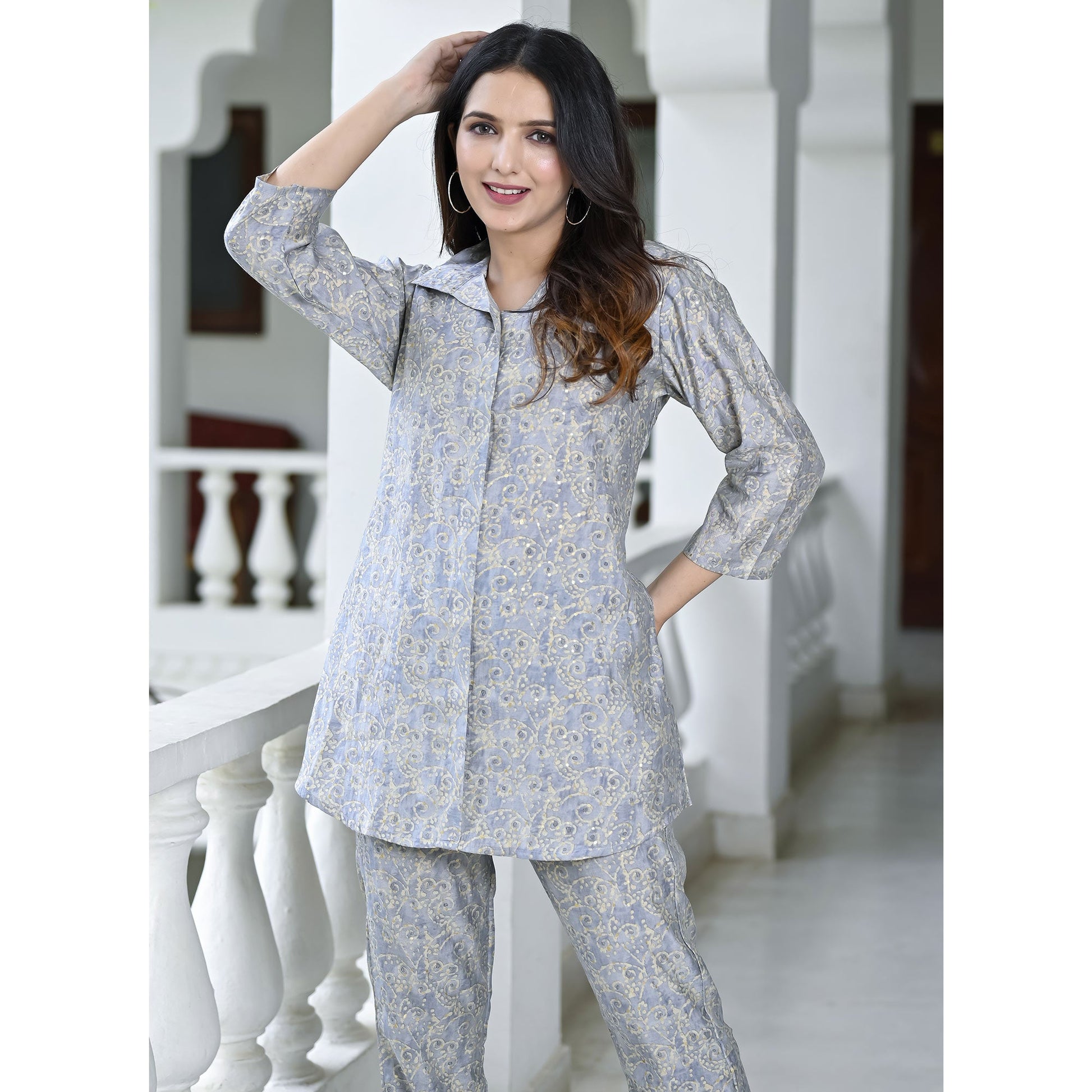grey-floral-printed-chanderi-co-ord-set